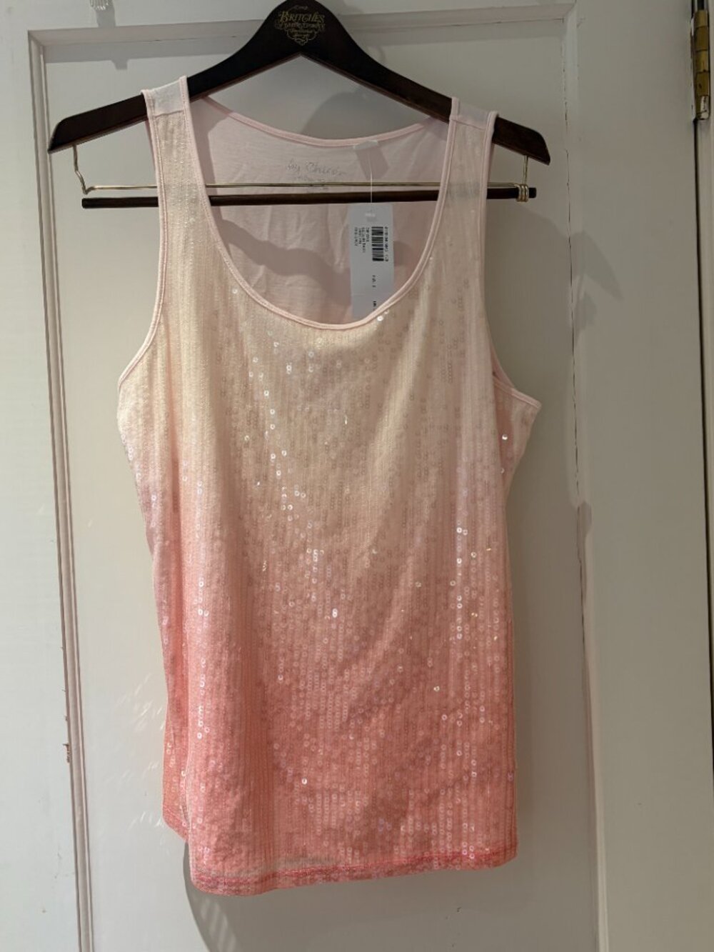 Chico's Ombre Pink Sequin Tank Top Size 2 Medium NWT - Picture 2 of 9